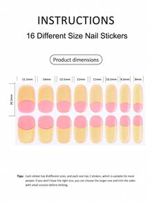 New Non-Baking Gel Nail Stickers, Solid Color, Waterproof, 16 Nail Polish Films, European And American Nail Stickers - Ginger - View 5