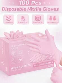 100/50/2 pares de guantes desechables de nitrilo rosa, guantes de látex para limpieza del hogar, belleza, cocina, sin polvo - multicolor - Ver 2