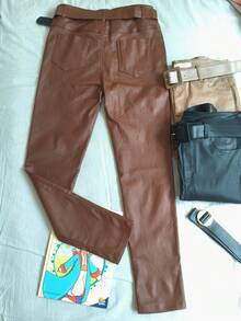 Women's Spandex Resin Pants - Rust Brown 2 - View 3