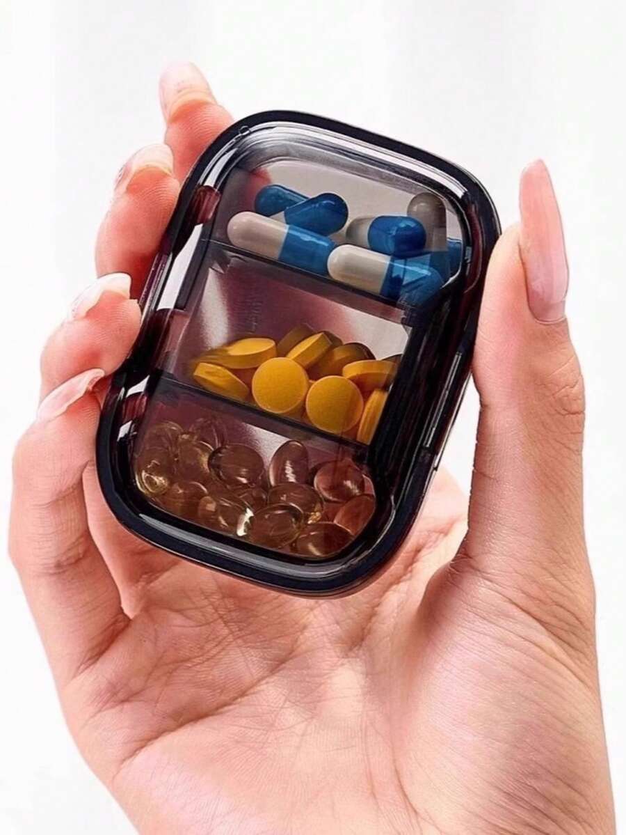 1pc Portable Mini Pill Box, Suitable For 3 Meals A Day, Compact Medication Case, Portable Capsule, Medicine, Supplement Organizer - View 1