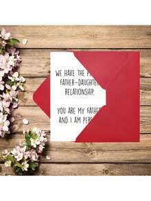 Perfect Father-Daughter Greeting Card With Envelope, Father's Day Card, Birthday Congratulations Card, Appreciation Card, Birthday Gift From Daughter To Father - Linen Dark Red Envelope - View 5