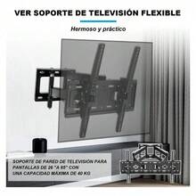 Soporte de pared para TV LINK BITS con brazo móvil, apto para pantallas desde 26 pulgadas hasta 65 pulgadas, capacidad máxima de carga de 40 kg, resistente y , fabricado con materiales reforzados. - Negro - Ver 7