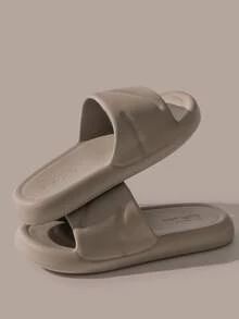 Dép đi trong nhà mùa hè dành cho nam, đế mềm chống trượt, thoải mái, hở ngón, thoáng khí, kiểu dáng tối giản, màu trơn, đa năng. - màu nâu cà phê - Xem 4