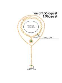两件套波西米亚风水钻镶嵌向日葵十字架吊坠镂空Y字链项链，优雅奢华，适合婚礼、派对、日常休闲、情侣约会、女士节日生日等场合，百搭珠宝礼品。 - 金色 - 查看 4