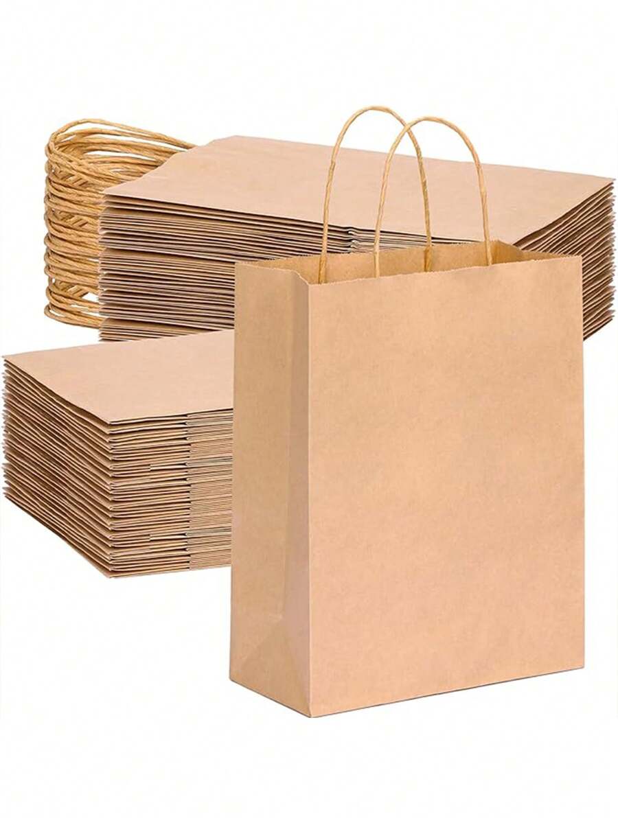 5/10/25个装天然牛皮纸袋，适用于烘焙、奶茶、咖啡礼品袋、外卖手提袋，经久耐用，品质优良