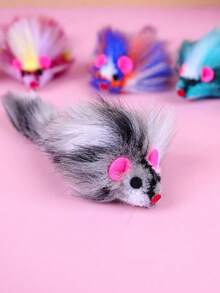 4 piezas Juguetes para Mascotas Gatos - Piel de Conejo, Ratones de Plástico en 2 Colores, Ratones de Peluche - Juguetes Interactivos de Juego y Ejercicio para Gatos de Interior - Multicolor - Ver 16