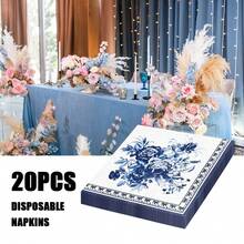 100/60/20pcs 13 * 13 Inch Disposable Blue Flower Patterned Napkins, Used For Various Occasions Such As Weddings, Christmas, Valentine's Day, Holiday Parties, Cafes, Friend Gatherings, Outdoor Picnics, Restaurants, Etc, - View 9