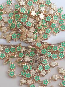 10/20/50/100个镀金双层花朵蝴蝶结吊坠，DIY项链手链耳环首饰配件 - 彩色 - 查看 7