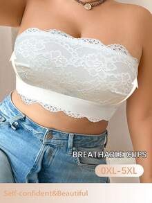 1 pieza Sujetador inalámbrico suave y de apoyo, minimalista y cómodo, para mujer de talla grande - Blanco - Ver 5