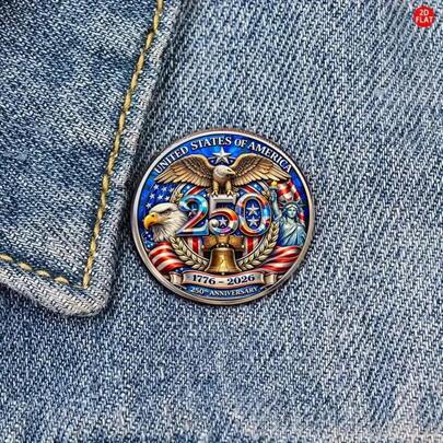 250 Years United States Of America Commemorative Lapel Pin, Patriotic Enamel Brooch With Statue Of Liberty & Liberty Bell Design For Backpacks & Clothing