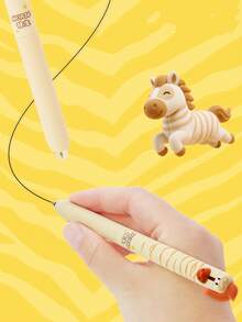 1支/4支装可爱小马速干伸缩圆珠笔，趣味限量版马年文具，减压速干0.5mm黑色笔 - 小馬中性筆 - 查看 6