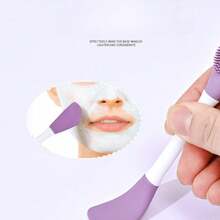 1/3pcs Silicone Double-Ended Mask Brush, A Multi-Functional Facial Cleansing And Massage Tool, Suitable For Applying Mud Masks And Drawing Eyeliner. - Purple - View 5