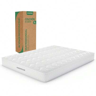 Kingshouse |   Colchón en Caja Individual Color Gris - Espuma de Alta Densidad - 190x100x15 cm - Antiácaros e Hipoalergénico - Memory Foam, Adaptable y Suave - Firmeza Justa