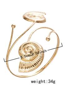 17KM 1 pieza Brazalete de Body inspirado en la vida marina con estrellas de mar y conchas, de estilo bohemio vintage exagerado, regalo de verano y playa para mujer, accesorio casual - Dorado - Ver 9