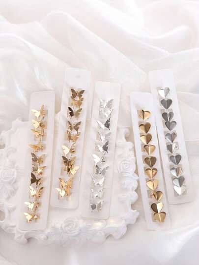 10件套女孩蝴蝶金属发夹，可爱装饰发饰，适合刘海、马尾辫、编发，欧美风格