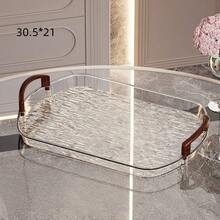 1 PET Serving Tray, Oval-Shaped Tray, Used In The Kitchen, Dining Table, Fruit Cake Tray For Holiday Parties - Grey - View 2