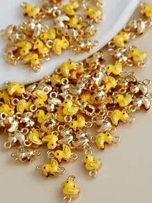 10/20/50/100/500pcs Alloy Oil Drop Small Yellow Duck Animal Pendant DIY Cartoon Cute Pet Earrings Necklace Bracelet Earrings Jewelry Making Keychain Accessories - Multicolor - View 11