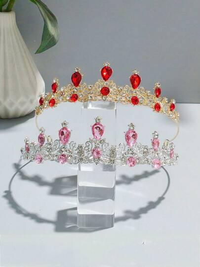 1件欧美优雅皇冠发饰，多功能头饰，闪亮公主合金皇冠，适合生日派对，也可作为时尚首饰送给女性。