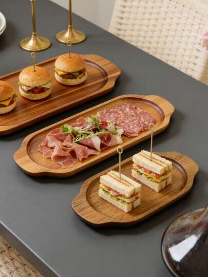 1pc Oval Wooden Tray, Appetizer Platter, Kitchen Accessory, Dessert Display Plate, Multipurpose Fruit Tray, Suitable For Dining Table Decor, Home And Kitchen Dining, Wedding, Easter, Mother's Day Gift