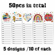 50pcs Teacher's Day Gift Tags With Jute Rope, End Of School Year Thank You Teacher Labels, Bulk Graduation Party Favor Tags, Creative Student Teacher Gift - View 6