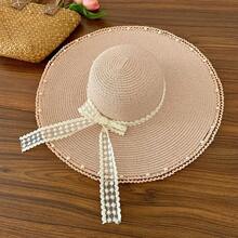 1pc Straw Hat, Flat Top Sun Hat - A - View 3