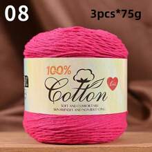 3-Pack Premium 100% Cotton Yarn, Soft & Cozy, Suitable For Handmade Sweaters, Scarves, Hats, Jackets, Vests, Shawls, Cushions, Etc. 3 Skeins X 75g = 225g - 75g Cotton - View 18