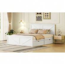 Single Wooden Bunk Bed 160x200 With Four Drawers, White - White - View 8
