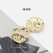 10pcs 18.5mm Vintage Asymmetrical Pleated Round Metal Shank Buttons, Suitable For Shirts, Suits, Asymmetrical Stitching, Cardigans, Shank Buttons - Lipatan warna-warni - View 11