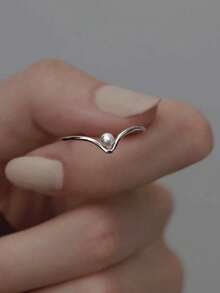 1 chiếc nhẫn hở hình chữ V bằng bạc Sterling S925, thích hợp cho nữ giới đeo hàng ngày, quà tặng gia đình thời trang, kỷ niệm tình bạn và gia đình độc đáo. - hình học - Xem 10