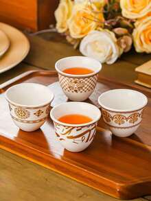 6pcs Ceramic Moonlight Cup Set, Luxury Turkish Style Red Tea Cup & Wine Glass With Gold Rim, Exotic Romantic Afternoon Tea Set, High-Quality Elegant Cups With Aesthetic And Practical Value - Multicolor - View 5
