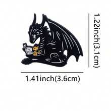 Dragon Reading Book Lover Cartoon Brooch, Enamel Pin, Suitable For Backpack Briefcase Badge, Clothing Accessories Fashion Gift 1 Piece - A - 查看 6