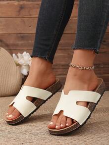 Summer New Solid Color Birkenstocks Style Slip-On Open Toe Sandals - White - View 4