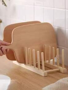 1 Set Of Wooden Bowl, Plate, Cup, Book, Pot Lid, Cutting Board, Dish Rack, Suitable For Kitchen, Reading Room Or Collection Room - Multicolor - View 6