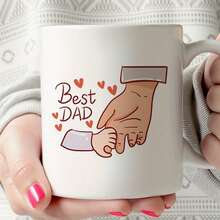 1个“最佳爸爸”父亲节陶瓷咖啡杯 - 11盎司耐热可重复使用，冷热饮皆宜的理想礼物 - 白色 - 查看 13