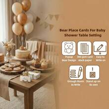 50张/包 小熊造型指示卡，迷你帐篷式桌卡，可爱小熊设计，可书写，适用于婚礼宴会、生日派对、迎婴派对、订婚庆典等场合，创意桌卡引导宾客 - 小熊 - 查看 4