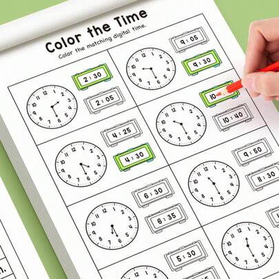 [Time Cognition Exercise Notebook] Adopts A Large 240*170mm Format With 32 Interior Pages, Covering Practice For Identifying Hour And Minute Hands And Reading/Writing Time. Thicker Paper For Smooth Writing Without Ink Bleed. Suitable For Daily Note-Taking, Time Assistance, Creative Journal Materials, And Gift-Giving. A Practical Tool For Parents, Educators, Journal Enthusiasts, And Gift Buyers To Easily Embark On A Journey Of Time Exploration Through Clear Illustrations And Fun Exercises.