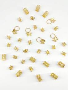 35 chiếc phụ kiện cài tóc hình bướm vàng, bằng kim loại, có thể điều chỉnh, kiểu dáng đơn giản, thời trang, thích hợp cho tóc tết dreadlocks, mùa hè, dành cho bé gái. - Vàng - Xem 3