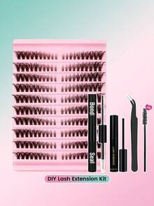 DIY D型卷翘假睫毛，单根睫毛簇，用于嫁接睫毛，自然轻盈，打造纤长浓密效果，柔软轻盈的假睫毛 - 彩色 - 查看 23