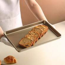 1个不粘加厚重型碳钢烤盘，金色长方形烤盘，适用于节日和日常烘焙，可作饼干烤盘、蛋糕烤盘、多功能烹饪板、冷却架，厨房炊具套装，可用洗碗机清洗，香槟金色 - A - 查看 9