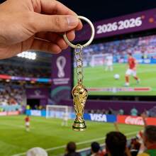 Gift For Her/Him: 2-Piece "Keychain Set" Including 2026 World Cup Keychains, World Cup Footballs, World Cup Trophy Keychains, Fan Merchandise, Exclusive Fan Cheering Decorations, World Cup Pendants, And Small Gifts For Fan Events. - Gold - View 1