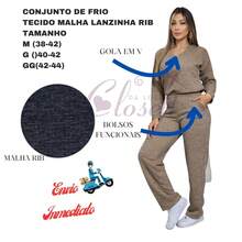 Women's Winter Set In Ribbed Wool Knit – Long-Sleeved Blouse And Pants With Functional Pockets And Elastic Back | Comfortable Casual Elegant Autumn/Winter Look - 鏽棕色 - 查看 4