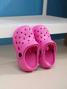 Summer New Unisex Flat Slip-Resistant Soft Sandals, Solid Color Beach Clogs For Kids' Casual And Vacation Wear - Màu Hồng Tươi - Xem 4