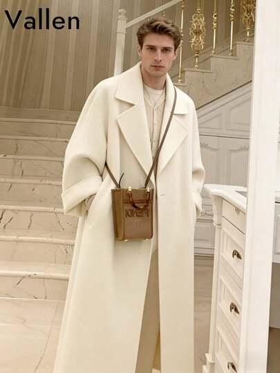 Sophisticated Red Double-Faced Wool Coat, New Autumn/Winter Style, Versatile, Petite, Fitted Waist Wool Coat.