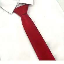 Corbata azul marino romántica Merivara, elegante corbata sólida hecha a mano de 5 cm - Burdeos - Ver 7