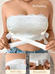 1 pieza Sujetador inalámbrico suave y de apoyo, minimalista y cómodo, para mujer de talla grande - Blanco - Ver 1