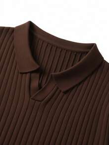 GRDR Áo polo nam mùa hè dệt kim, màu trơn, tay ngắn, cổ bẻ, thích hợp cho các hoạt động mùa hè, là item không thể thiếu cho trang phục thời trang. - màu nâu - Xem 5