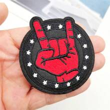 7 pezzi Toppe ricamate stile rock and roll, applicazioni per abbigliamento, giacche, cappelli, zaini, jeans - termoadesive/cucibili - A - Visualizzare 4