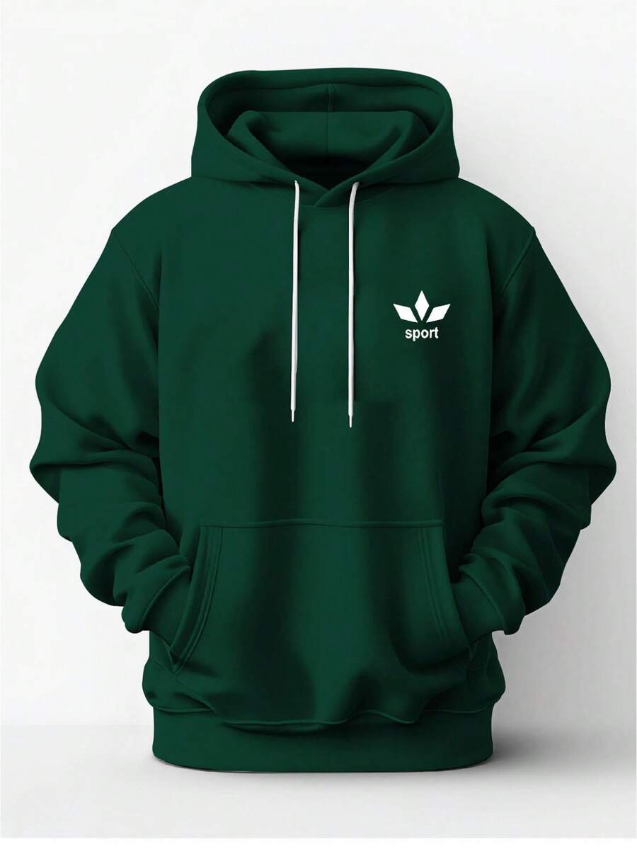 Moletom Esportivo Casual, Ideal para Atividades ao Ar Livre e Passeios de Lazer Moda Inverno Presente Namorados pai Mae - Verde Escuro - Visão 1