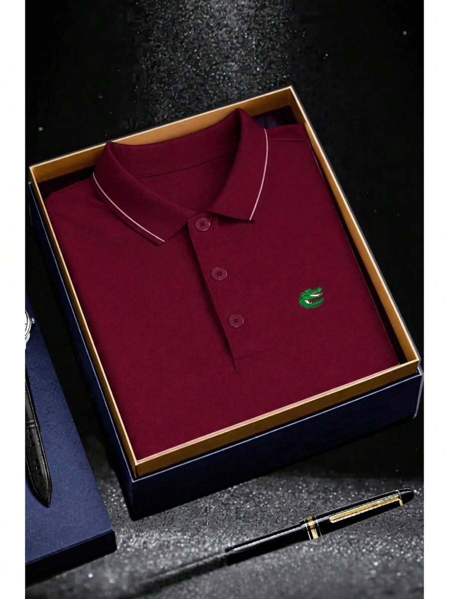 Premium Men's Polo Shirt, Style, In Piqué Fabric – Short Sleeve, Casual, Elegant, Summer - 拉科斯特葡萄酒 - 查看 1