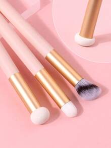 6件套专业化妆刷套装 - 遮瑕刷、腮红刷、眼影晕染刷、多功能化妆刷 + 不吸粉迷你化妆海绵 + 双面柔软扇形粉扑 - 杏色 - 查看 6